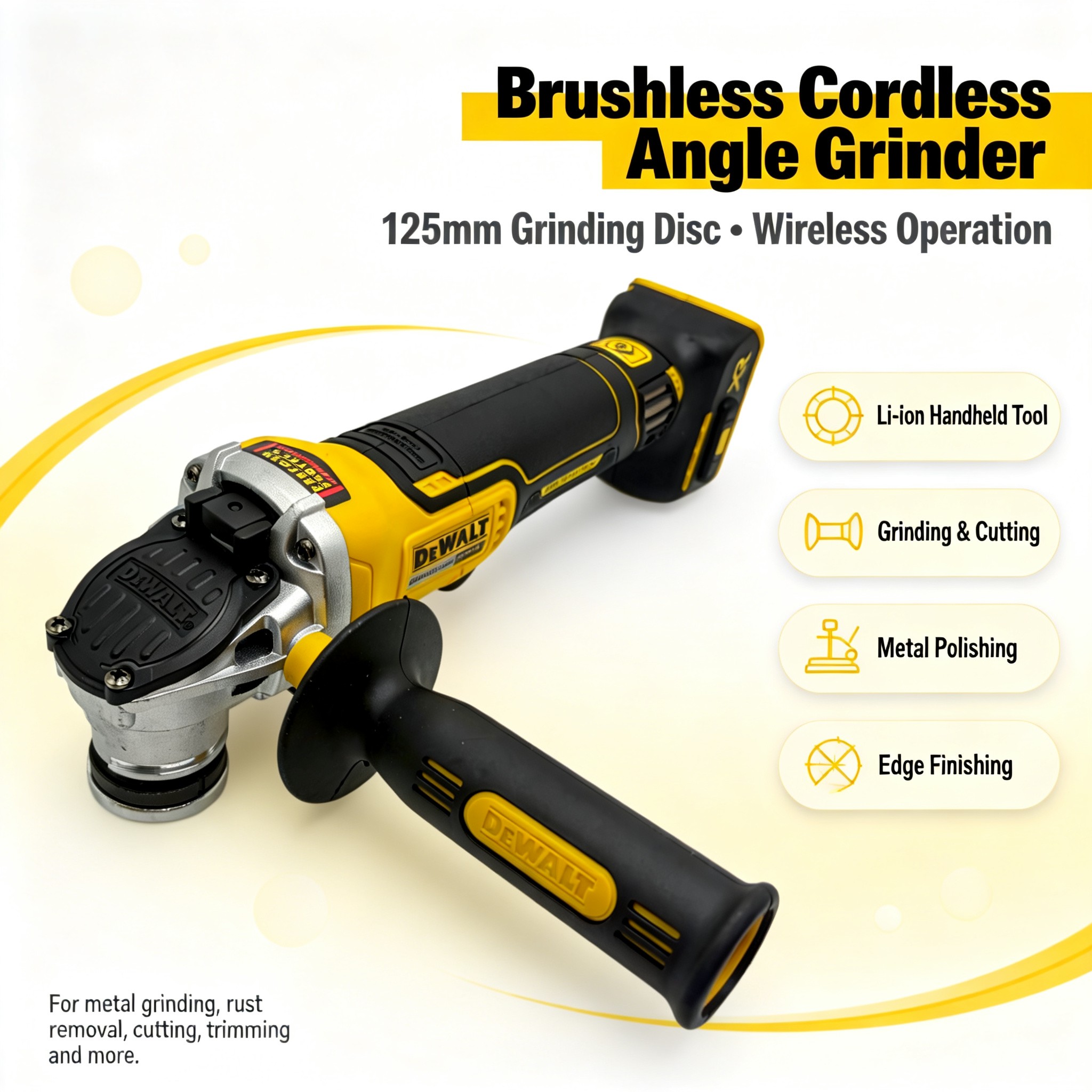 Brushless Angle Grinder Battery Powered - DEWALT DCG406, 9000 toeren, draadloze haakse
