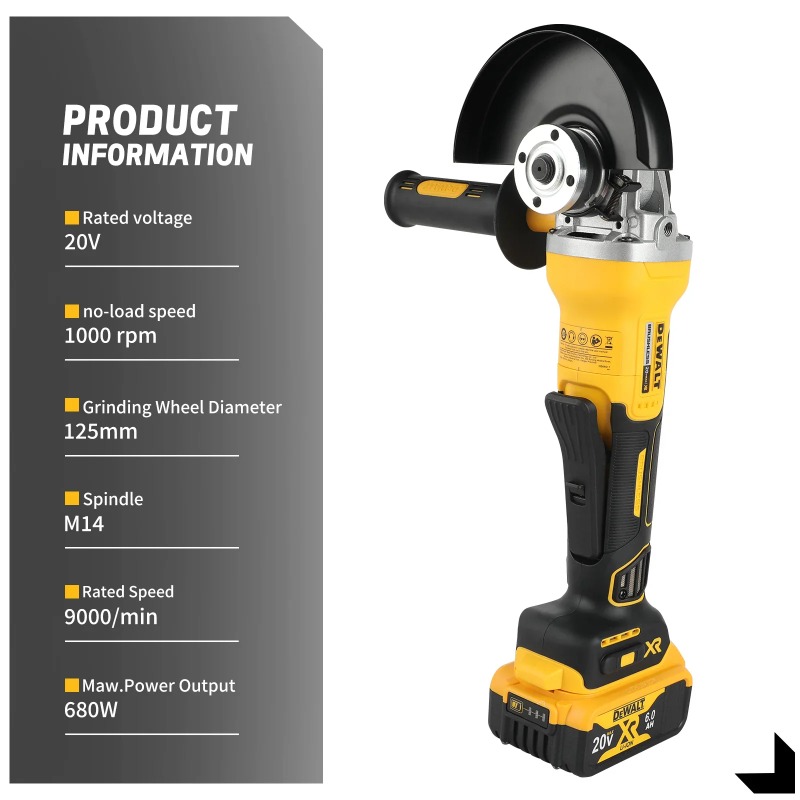 Dewalt 125mm vlakke kop haakse - Brushless Angle Grinder Battery Powered recensie en prijs