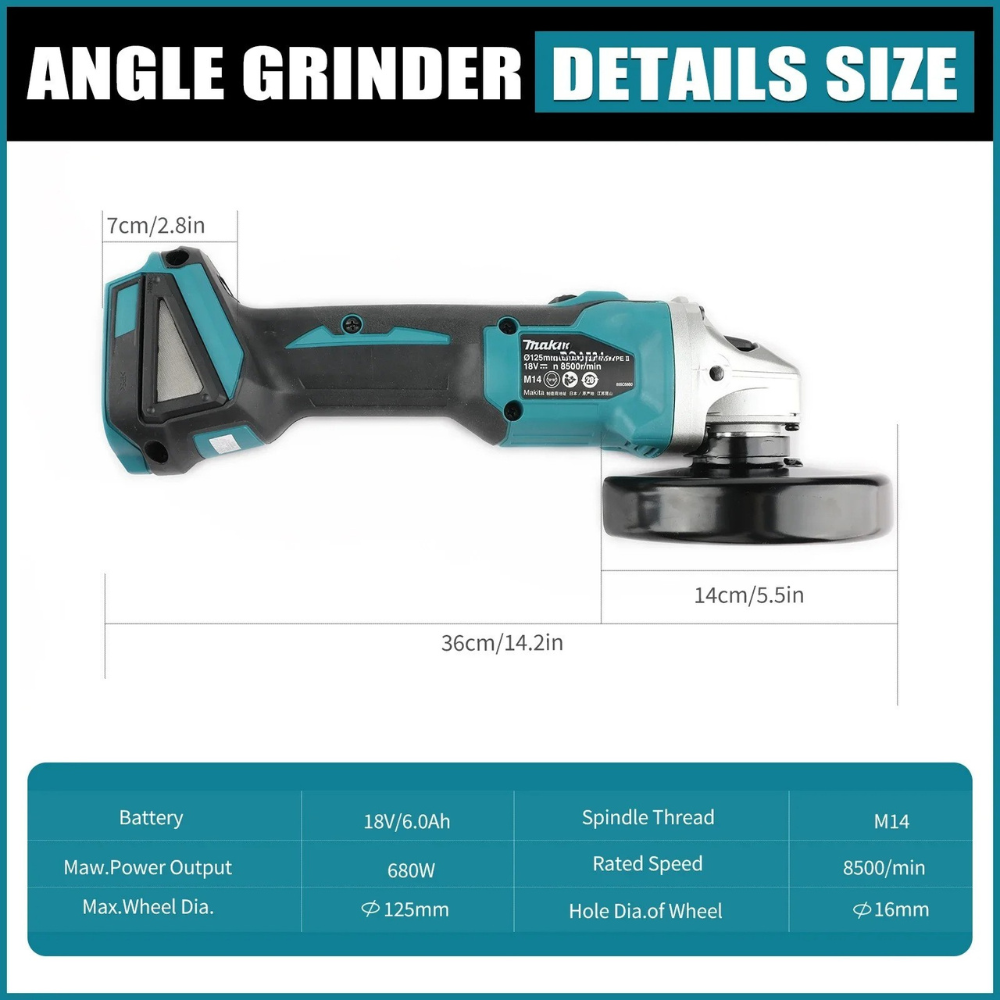 2026 Makita DGA404 125mm haaks - Brushless Angle Grinder Battery Powered recensie en prijs